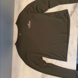 Waffle Print Army Green Long Sleeve Hollister Tee
